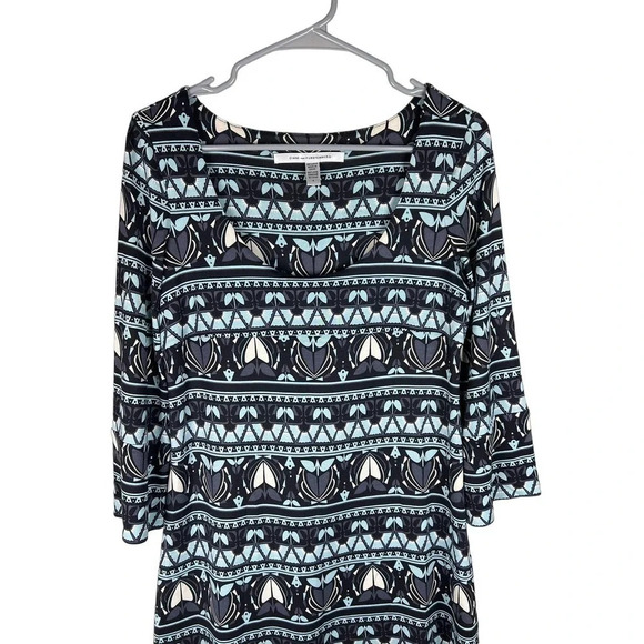 Diane Von Furstenberg Geometric Floral Silk Shift Mini Dress Women’s 8 - Picture 2 of 6